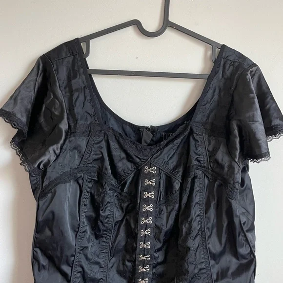 Vintage Tripp NYC Black Lace Corset Gothic Women’s 3X Steampunk Top Blouse Y2K - Picture 2 of 5
